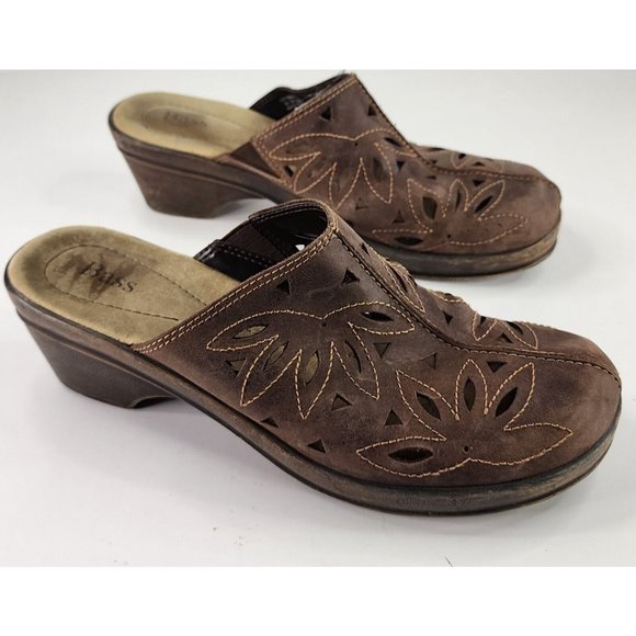 Bass Shoes Womens 8.5M Brown Distressed Brenda Classic Open Cut Clog Slip on - Picture 4 of 10